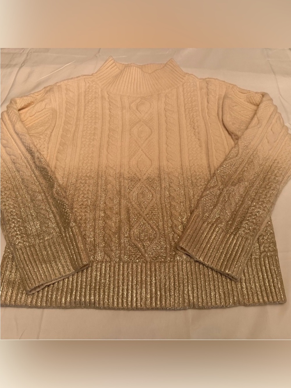 Ann Taylor Gold and Cream Cowl Sweater- size small petite